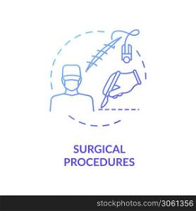 Surgical procedures concept icon. Professional surgeon occupation idea thin line illustration. Medical operations, cutting and stitching. Vector isolated outline RGB color drawing. Surgical procedures concept icon
