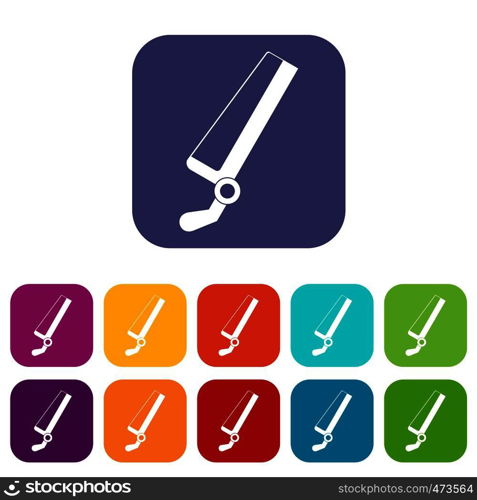 Surgical saw icons set vector illustration in flat style In colors red, blue, green and other. Surgical saw icons set flat