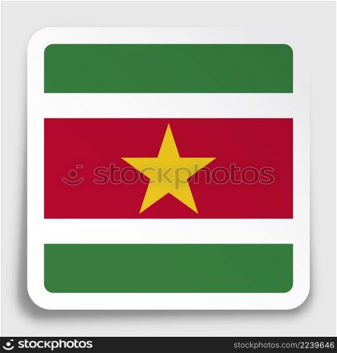 SURINAM flag icon on paper square sticker with shadow. Button for mobile application or web. Vector
