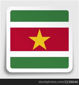 SURINAM flag icon on paper square sticker with shadow. Button for mobile application or web. Vector