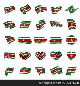 Suriname flag, vector illustration. Suriname flag, vector illustration on a white background