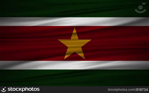Suriname flag vector. Vector flag of Suriname blowig in the wind. EPS 10.