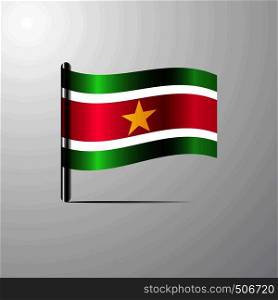 Suriname waving Shiny Flag design vector