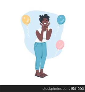 Surprised african american female flat color vector detailed character. Woman excited for celebration. Surprise party isolated cartoon illustration for web graphic design and animation. Surprised african american female flat color vector faceless character