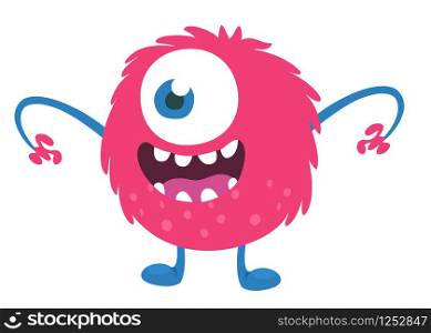 Surprised cute cartoon monster icon. Vector monster mascot. Halloween design for emblem or sticker