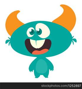Surprised cute cartoon monster icon. Vector monster mascot. Halloween design for emblem or sticker