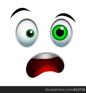 Surprised emoticon sign, colored picture with emotional face isolated on white. Surprised emoticon sign