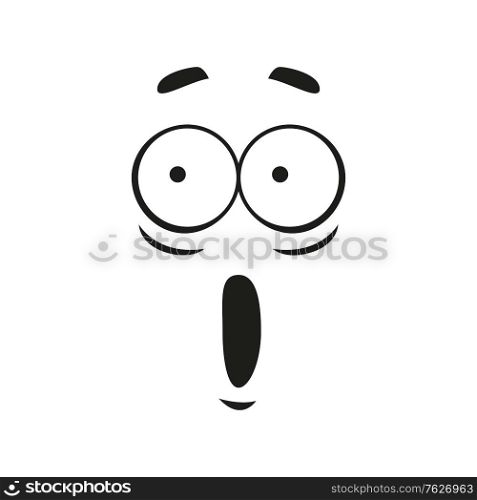 Surprised face expression isolated excited emoticon. Vector astonished emoji, wondering feeling. Astonished emoticon isolated surprised emoji face