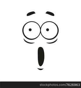 Surprised face expression isolated excited emoticon. Vector astonished emoji, wondering feeling. Astonished emoticon isolated surprised emoji face
