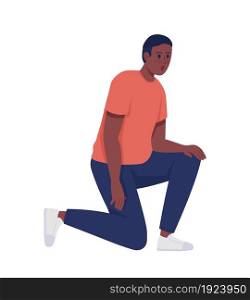 Surprised man semi flat color vector character. Sitting pose figure. Full body person on white. Notice distraction isolated modern cartoon style illustration for graphic design and animation. Surprised man semi flat color vector character