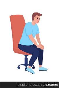 Surprised man sitting in chair semi flat color vector character. Full body person on white. Emotionally immature parent isolated modern cartoon style illustration for graphic design and animation. Surprised man sitting in chair semi flat color vector character