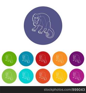 Surprised monkey icons color set vector for any web design on white background. Surprised monkey icons set vector color