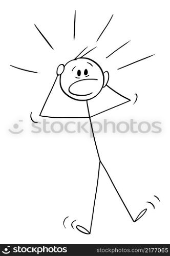 Surprised or shocked person watching something stunning, vector cartoon stick figure or character illustration.. Shocked Person Watching Something Shocking, Vector Cartoon Stick Figure Illustration