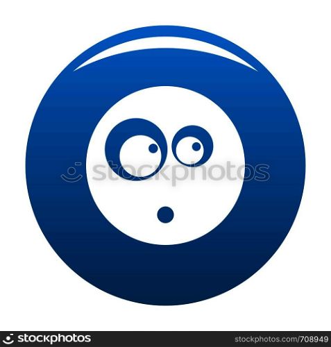 Surprised smile icon vector blue circle isolated on white background . Surprised smile icon blue vector