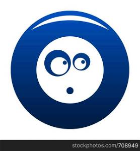 Surprised smile icon vector blue circle isolated on white background . Surprised smile icon blue vector
