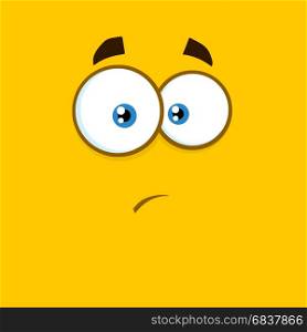 Surprisingly Cartoon Square Emoticons With Expression. Illustration With Yellow Background