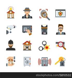 Surveillance and security icons set with thief detective and protection symbols isolated vector illustration. Surveillance And Security Icons Set