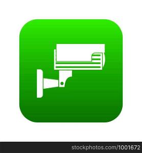 Surveillance camera icon digital green for any design isolated on white vector illustration. Surveillance camera icon digital green