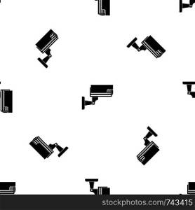 Surveillance camera pattern repeat seamless in black color for any design. Vector geometric illustration. Surveillance camera pattern seamless black