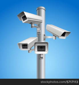 Surveillance camera safety home protection secrecy inspection system pillar vector illustration