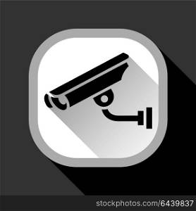surveillance camera. surveillance camera on a gray square button with shadow