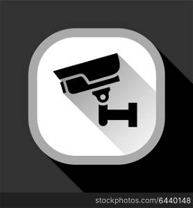surveillance camera. surveillance camera on a gray square button with shadow