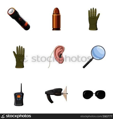 Surveillance icons set. Cartoon illustration of 9 surveillance vector icons for web. Surveillance icons set, cartoon style