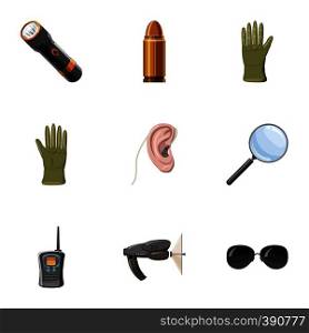Surveillance icons set. Cartoon illustration of 9 surveillance vector icons for web. Surveillance icons set, cartoon style