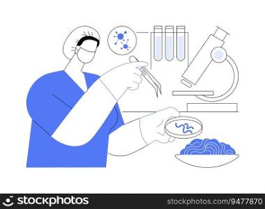 Surveillance of foodborne diseases abstract concept vector illustration. Biotechnologist examines foodborne diseases in lab, meal safety system, public health medicine abstract metaphor.. Surveillance of foodborne diseases abstract concept vector illustration.