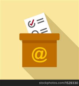 Survey carton box icon. Flat illustration of survey carton box vector icon for web design. Survey carton box icon, flat style