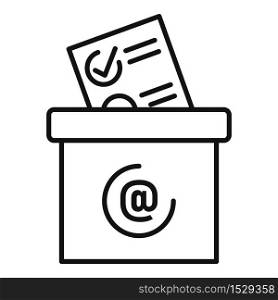 Survey carton box icon. Outline survey carton box vector icon for web design isolated on white background. Survey carton box icon, outline style