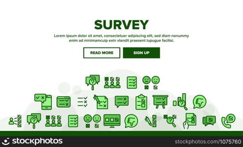 Survey Rating Landing Web Page Header Banner Template Vector. Client Survey Opinion Questionnaire, Online Test Quiz And Checklist Illustration. Survey Rating Landing Header Vector