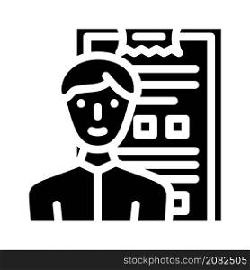 survey salesman glyph icon vector. survey salesman sign. isolated contour symbol black illustration. survey salesman glyph icon vector illustration