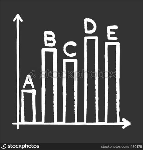 Survey statistics chalk icon. Data analysis, information collection. Infographic. Chart growth, graph rise. Histogram. Diagram review. Corporate strategy. Isolated vector chalkboard illustration