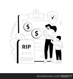 Survivors benefit abstract concept vector illustration. Social security administration, family member die, worker income, death certificate, grieving spouse, application form abstract metaphor.. Survivors benefit abstract concept vector illustration.