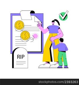Survivors benefit abstract concept vector illustration. Social security administration, family member die, worker income, death certificate, grieving spouse, application form abstract metaphor.. Survivors benefit abstract concept vector illustration.