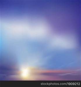 Suset sky in evening for background, Dramatic twilight landscape with colourful sky in blue, purple, pink,orange, yellow pastel,Vector banner Sunrise in Morning,Sunlight for four season backdrop