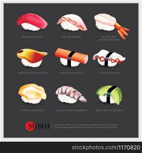 Sushi asian food realistic isolated vector illustration