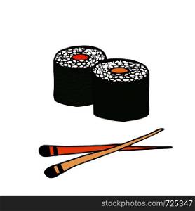 Sushi doodle icon. Vector Japanese food. Sushi doodle icon. Vector. Japanese food.