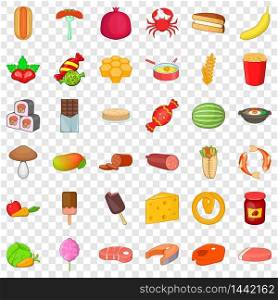 Sushi icons set. Cartoon style of 36 sushi vector icons for web for any design. Sushi icons set, cartoon style