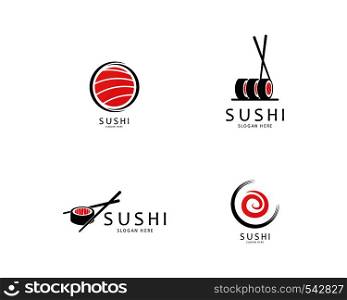 Sushi logo template vector icon for japanese food illustration design