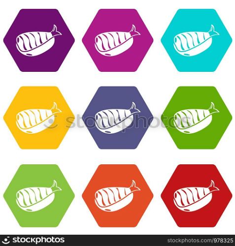 Sushi lunch icons 9 set coloful isolated on white for web. Sushi lunch icons set 9 vector