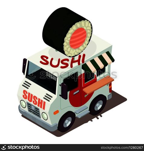Sushi machine icon. Isometric illustration of sushi machine vector icon for web. Sushi machine icon, isometric style
