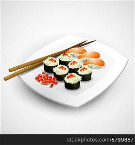 Sushi plate. Vector illustration. Sushi plate. Food. Vector illustration EPS 10