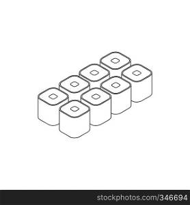 Sushi roll icon in isometric 3d style isolated on white background. Sushi roll icon, isometric 3d style