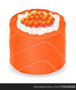 sushi rolls in red fish vector illustration isolated on white background