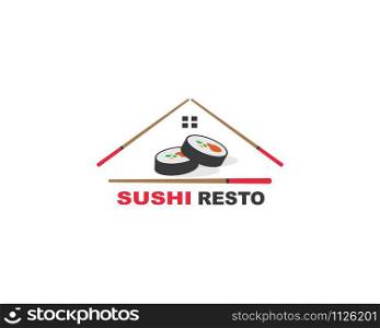 sushi vector icon label illustration design template