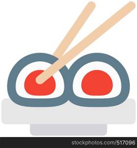 Sushi with rice and tuna fish and chopstick