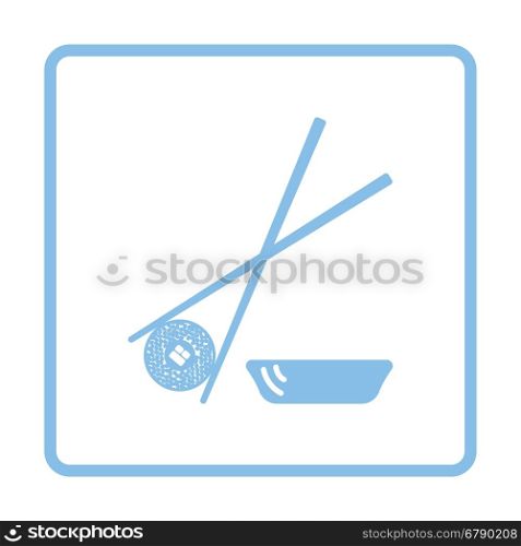 Sushi with sticks icon. Blue frame design. Vector illustration.