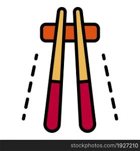 Sushi wood sticks icon. Outline sushi wood sticks vector icon color flat isolated. Sushi wood sticks icon color outline vector